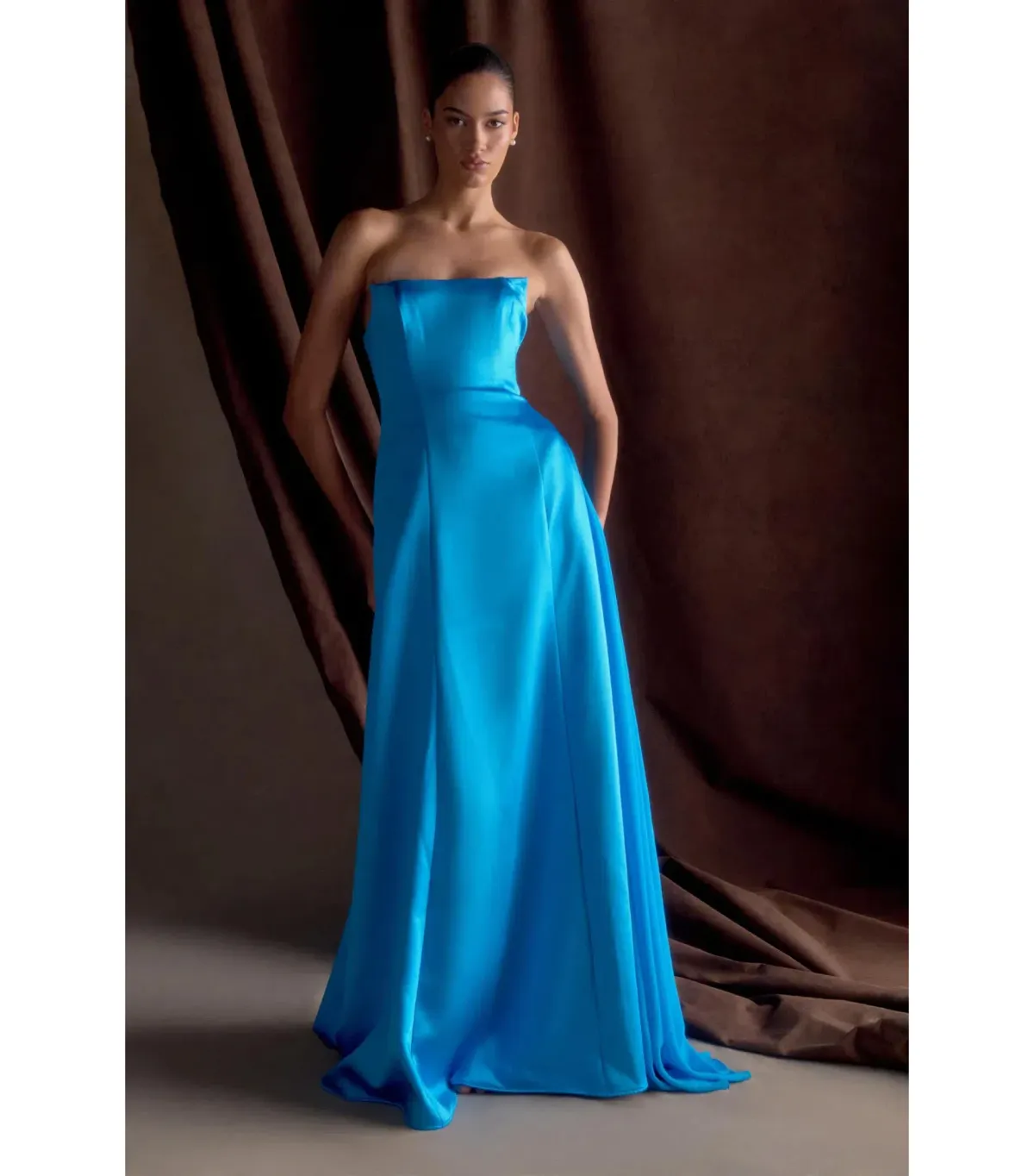 Meshki Rosella Satin Maxi Gown Cyan Blue Size AU 8 - Image 1