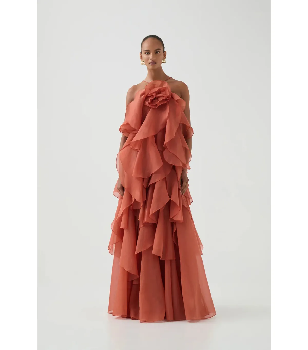 Aje Pandorea Layered Maxi Dress Coral Clay Size AU 6 - Image 1