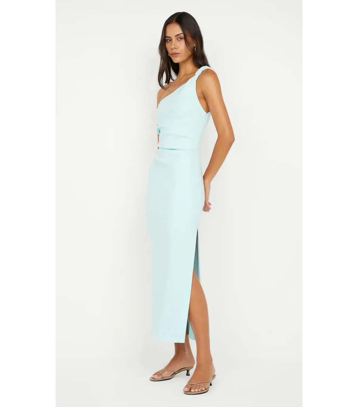Bec & Bridge Ariven Asym Midi Dress Arctic Blue Size AU 14 - Image 3
