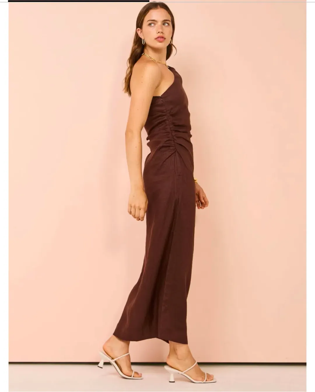 Faithfull The Brand Jomana Midi Dress In Cacao Size 10  for rent on The Volte - main image