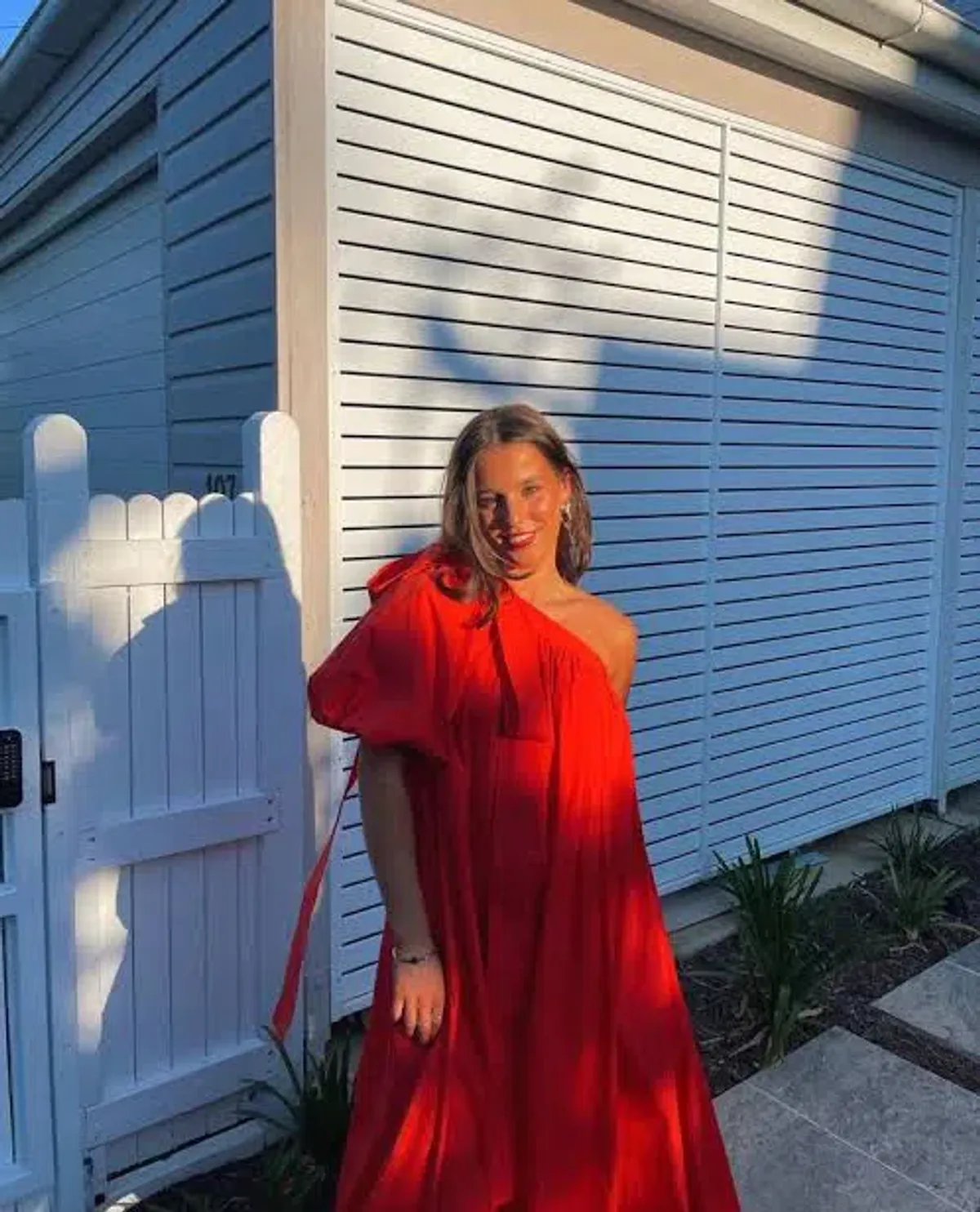 Oroton One Shoulder Bow Dress Red Size 8  - Image 4