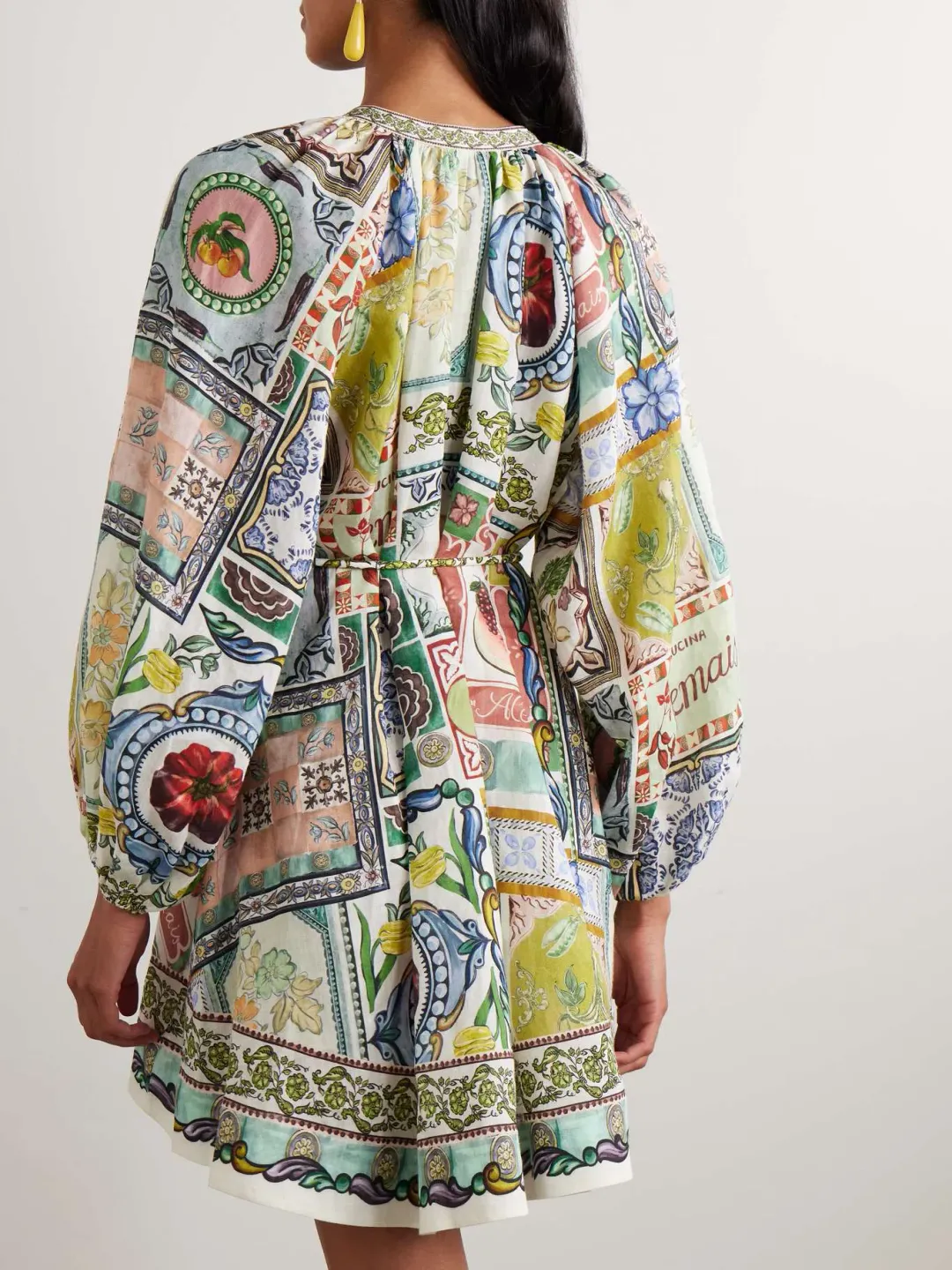 Alémais Tommasina Printed Ramie Mini Dress Multi Size 8  for rent on The Volte - main image