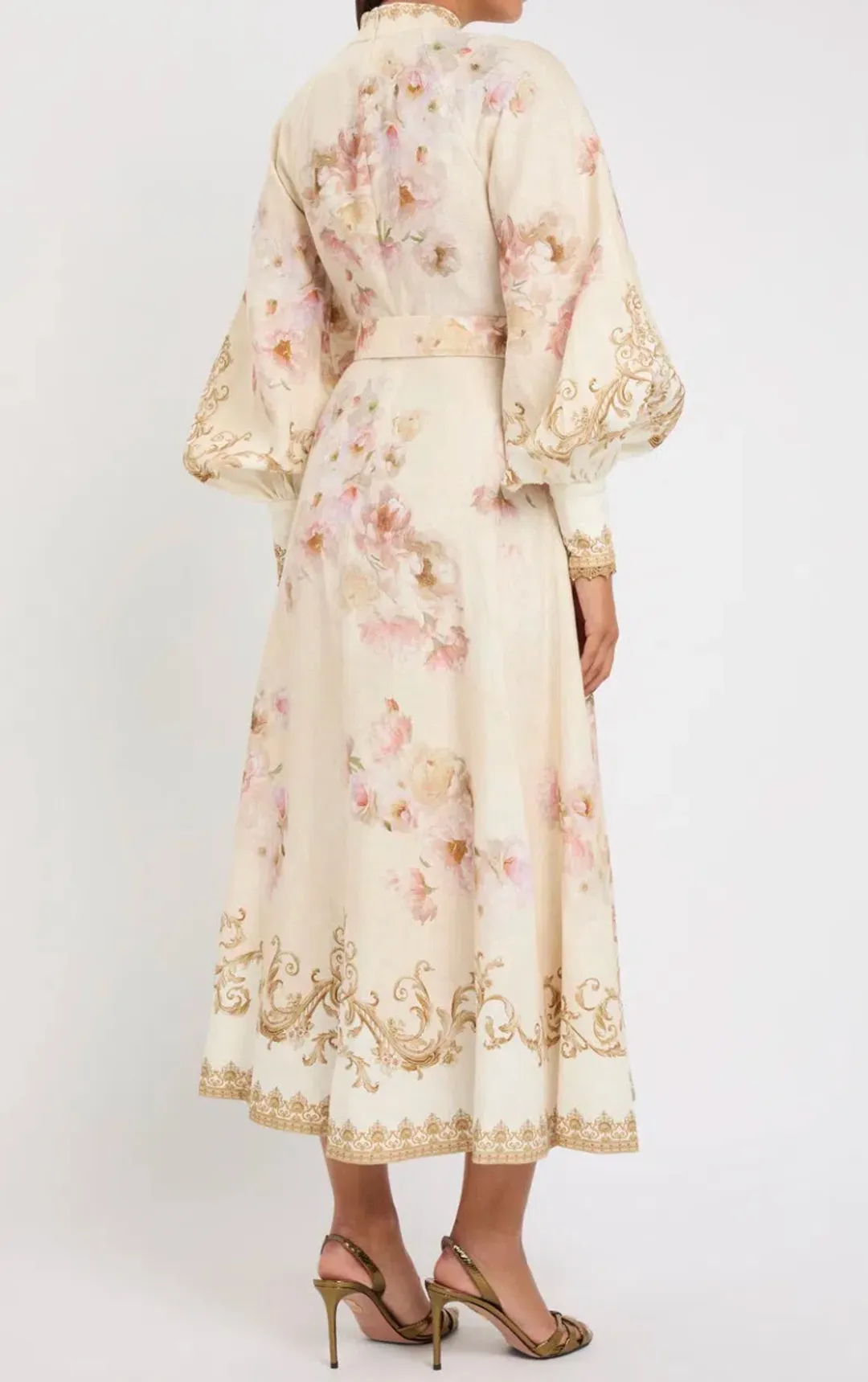 Zimmermann Hypnotic Buttoned Midi Dress White Peony Size 3 au 14 for rent on The Volte - main image