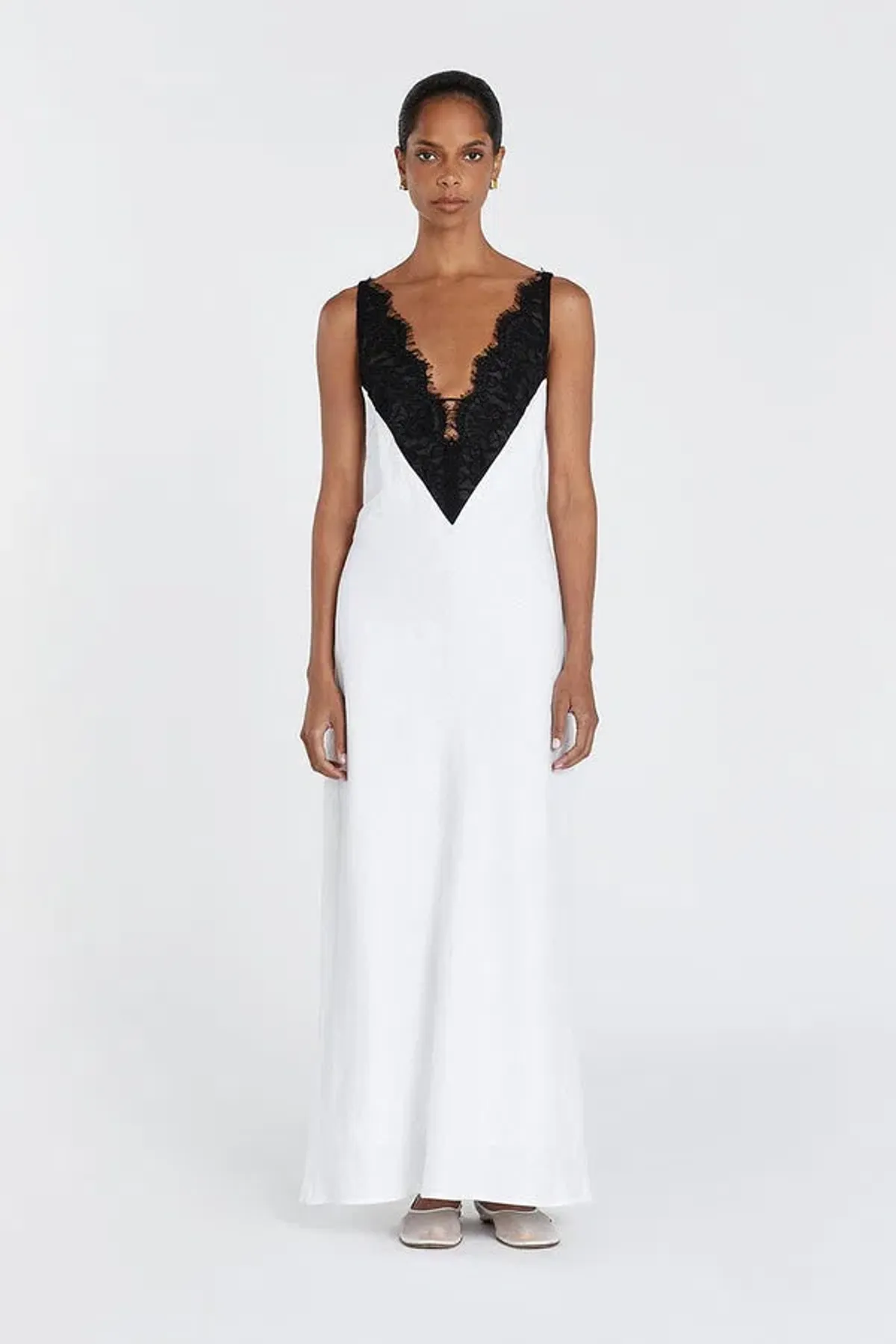 DISSH Hazel White Lace Linen Midi Dress - Image 1