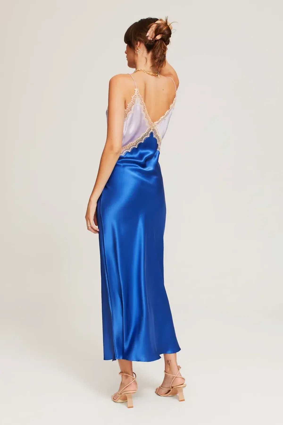 Ginia Sadie Silk Dress In Lilac/Lapis Size XS - Image 2