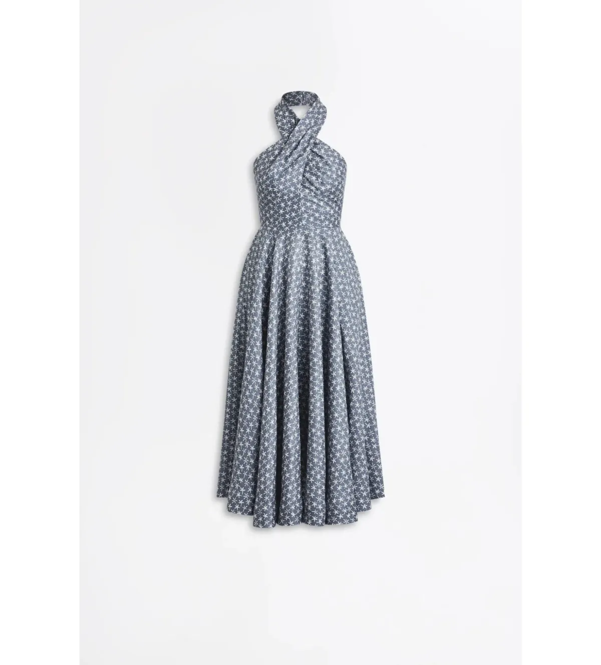 Scanlan Theodore Linen Printed Halter Midi Dress Blue White Size AU 6 - Image 7