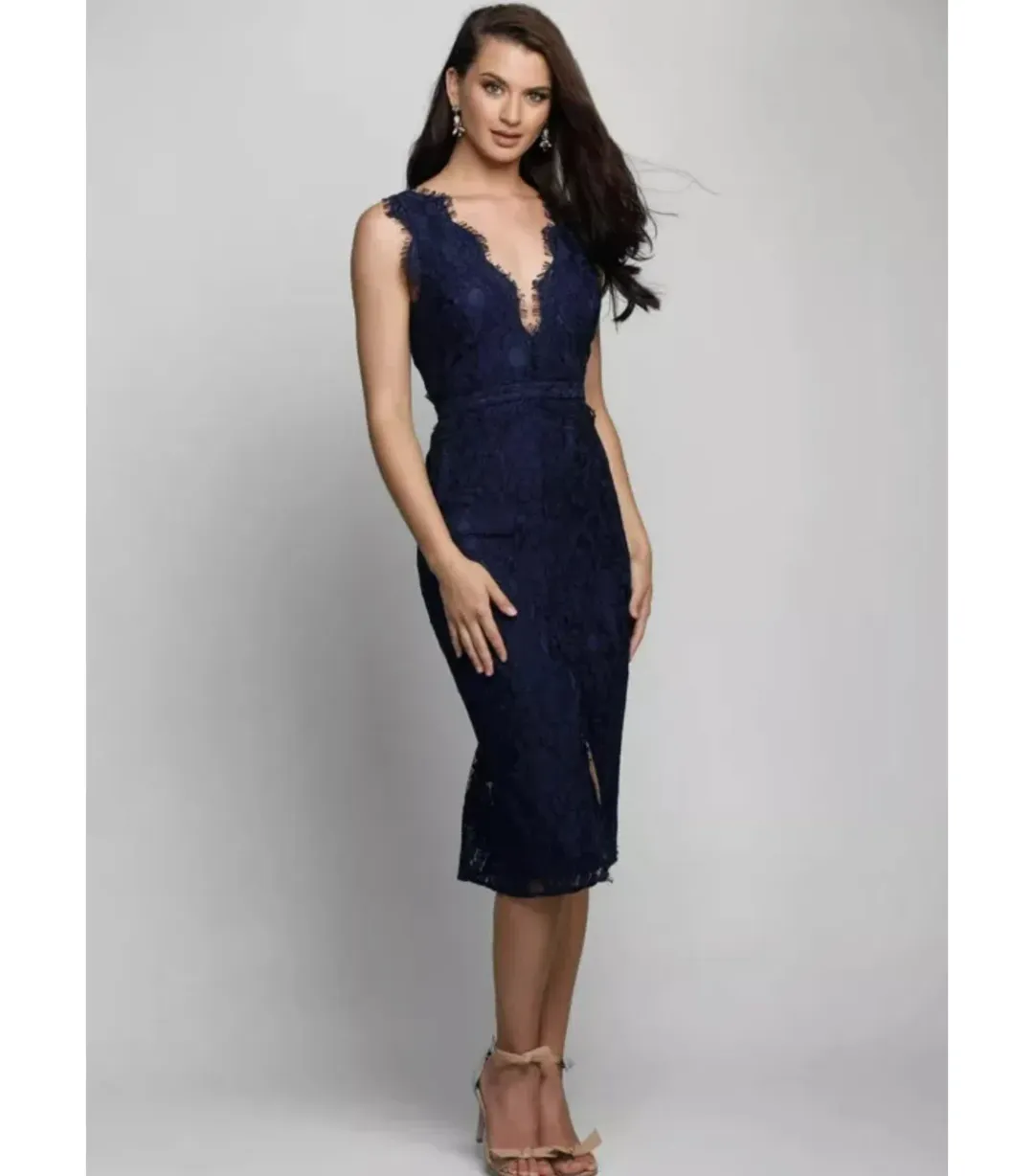 Samantha Rose Willa Lace Mini Dress Navy Size AU 10 for rent on The Volte - main image