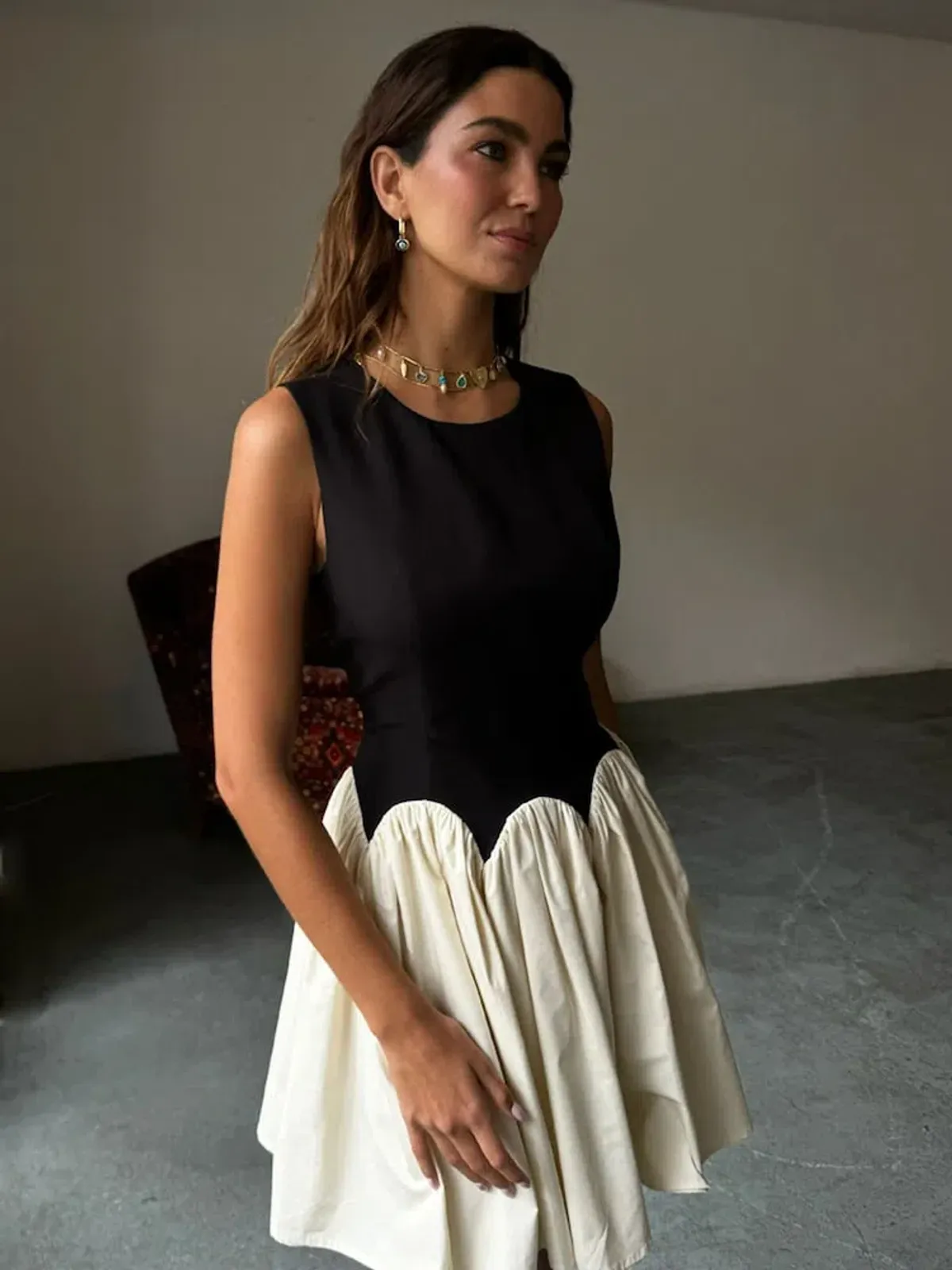 Never Fully Dressed Monika Mini Dress Cream And Black Size Uk6 - Image 2