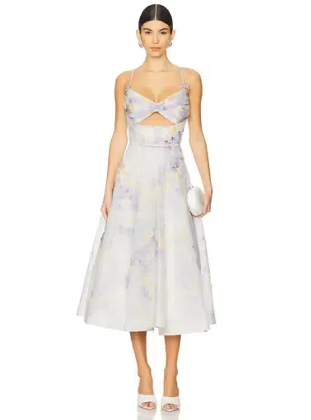 Zimmermann Crush Twist Front Midi Dress Lilac Floral Size 3 / AUS 14 for rent on The Volte - main image