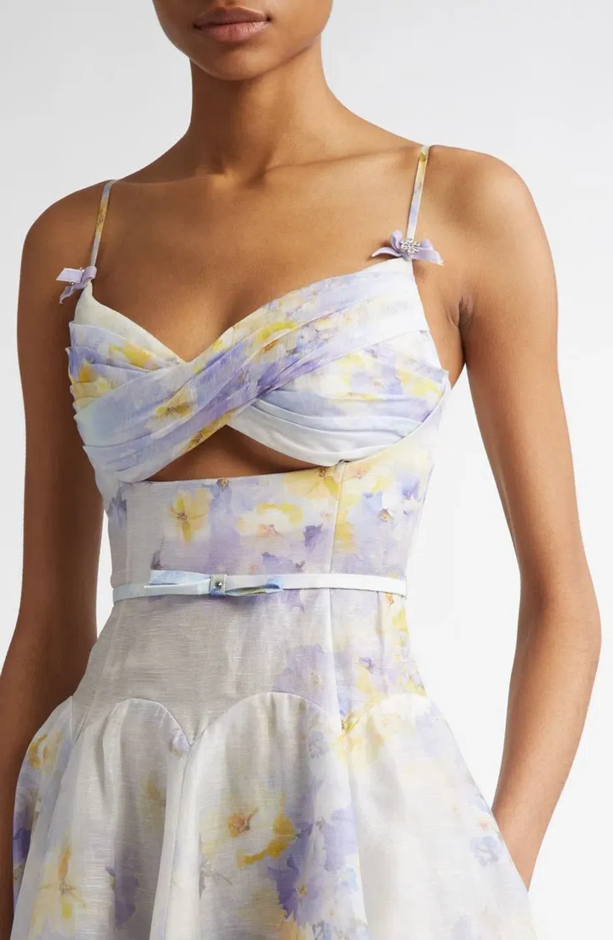 Zimmermann Crush Twist Front Midi Dress Lilac Floral Size 3 / AUS 14 - Image 2