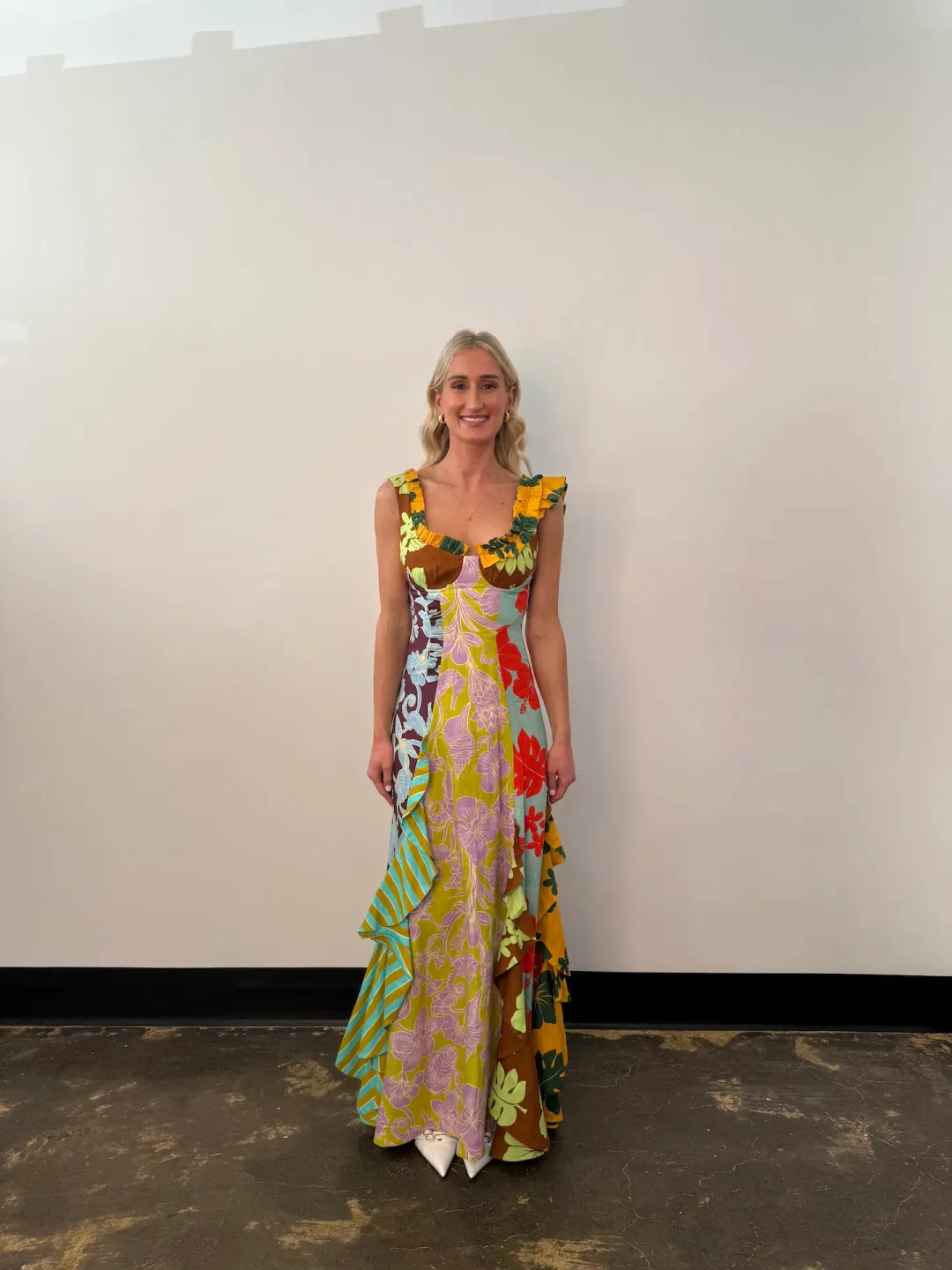 Alemais Poppy Spliced Midi Dress Multi Size 8 for rent on The Volte - main image