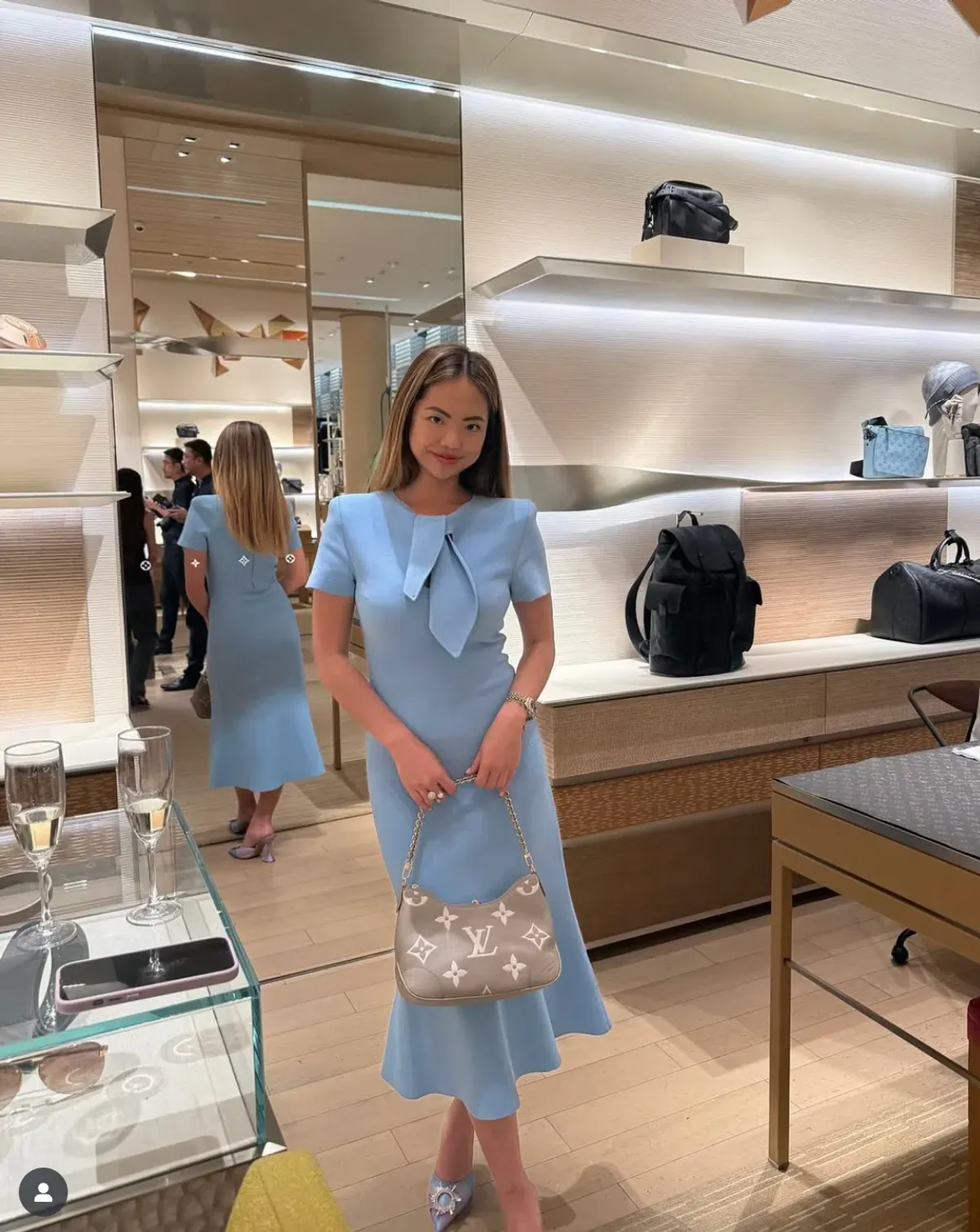 Scanlan Theodore Crepe Knit Cravat Dress in Riviera Size S / AU 8 - Image 4