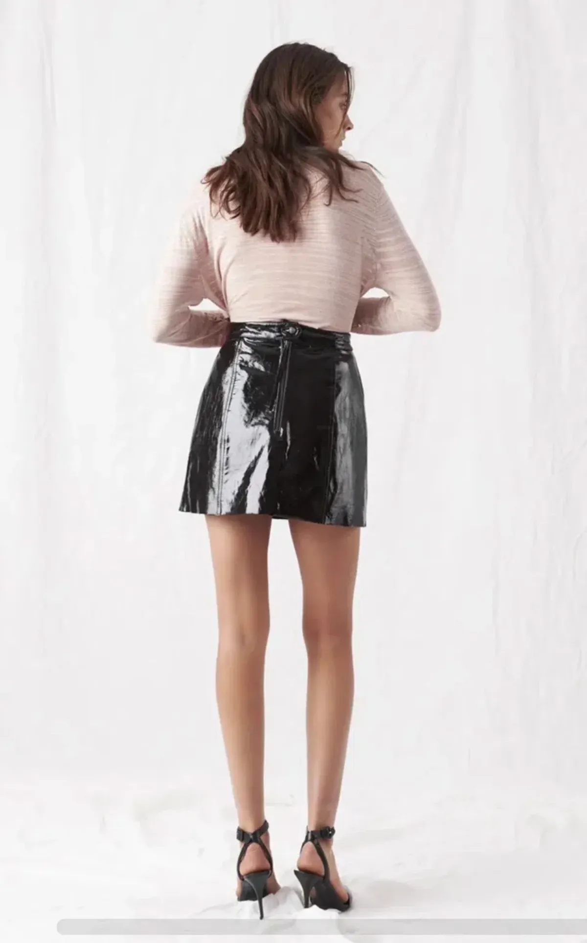 Aje Pallenberg Patent Leather Mini Skirt Black Size 10 / M - Image 3