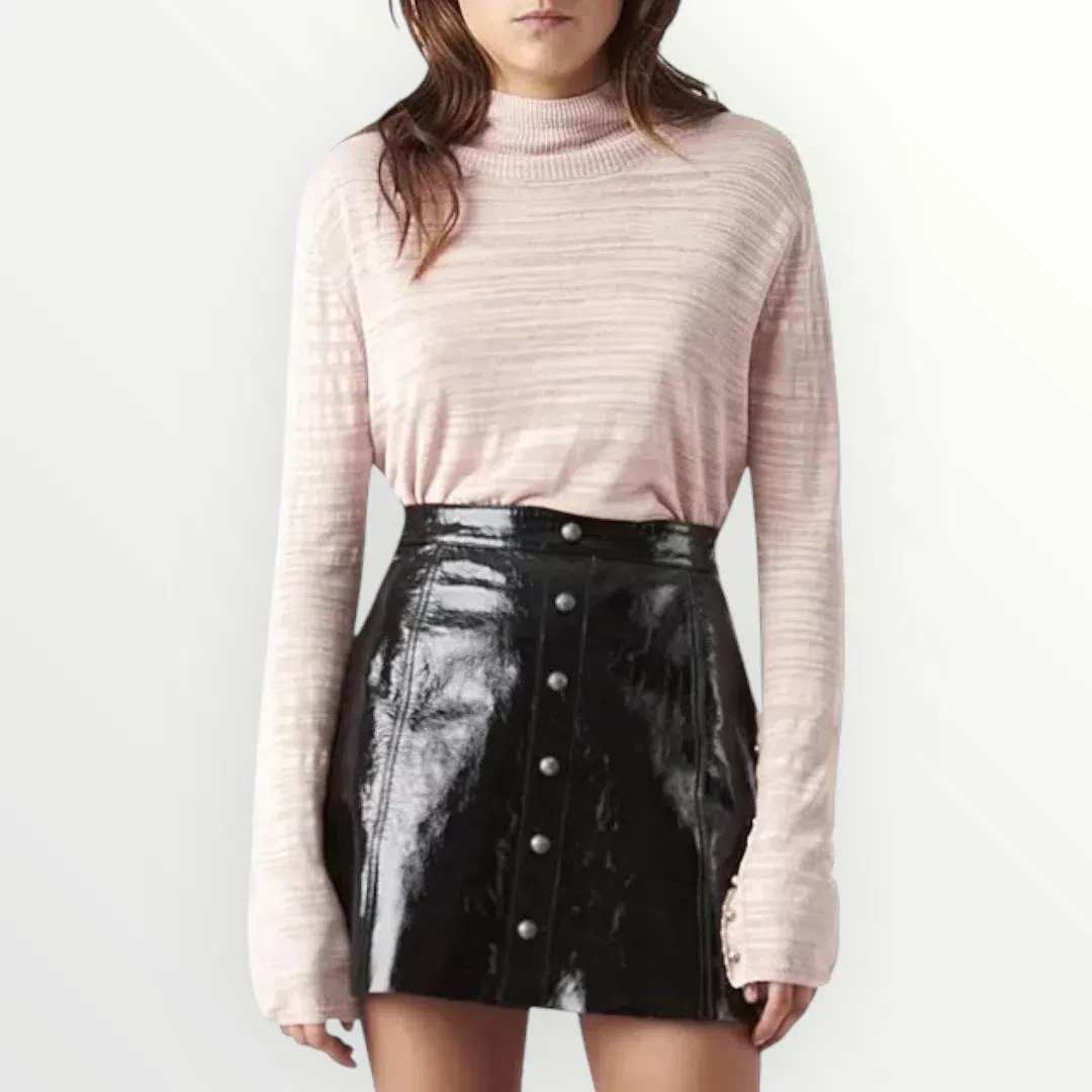 Aje Pallenberg Patent Leather Mini Skirt Black Size 10 / M for rent on The Volte - main image