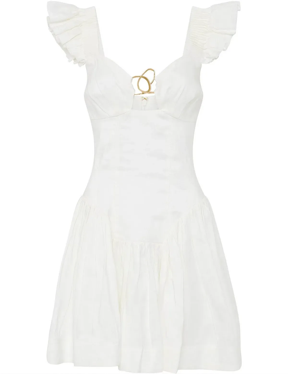 Aje Simone Frill Sleeve Mini Dress White Size 8 - Image 4