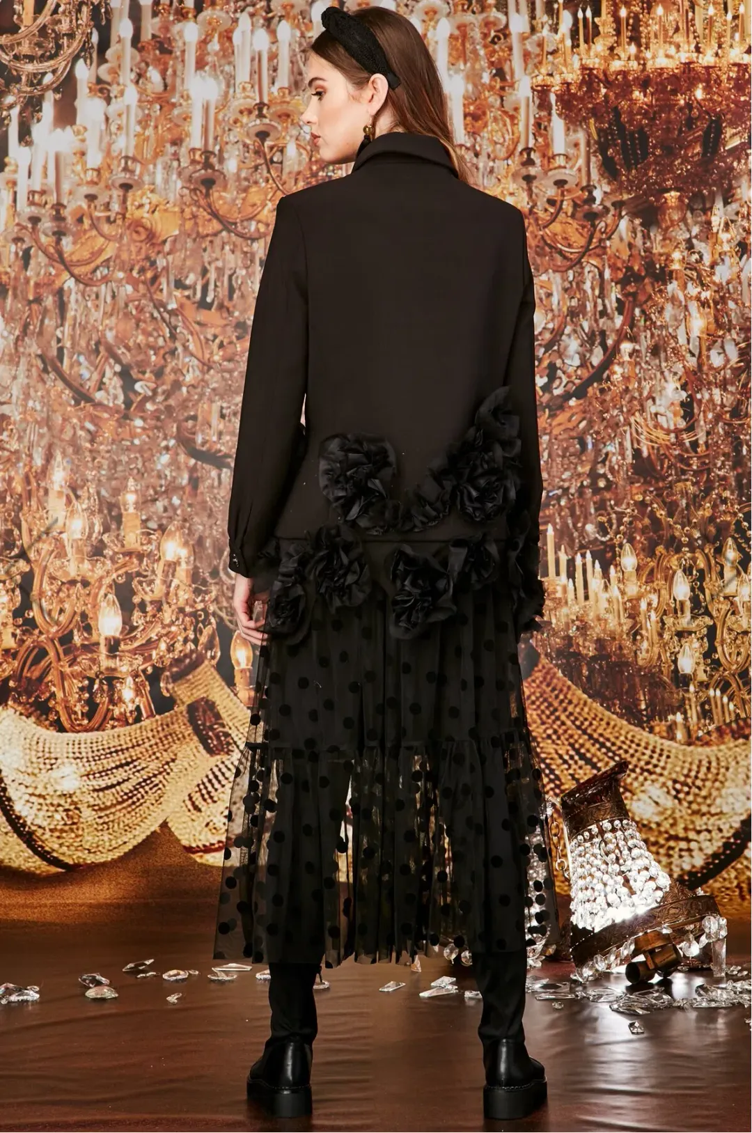 Trelise Cooper Tiers In The Stars Skirt Black Tulle Polka Dots Size L for rent on The Volte - main image