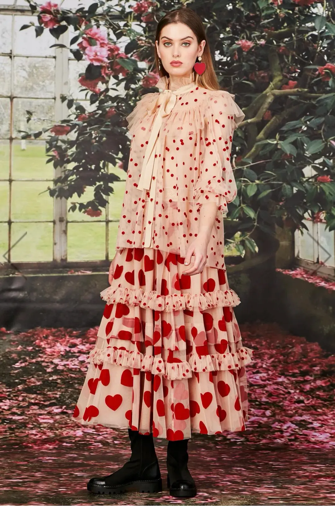 Trelise Cooper Nothing But Ruffle Skirt Midi Red Cream Size S/Au 10  for rent on The Volte - main image