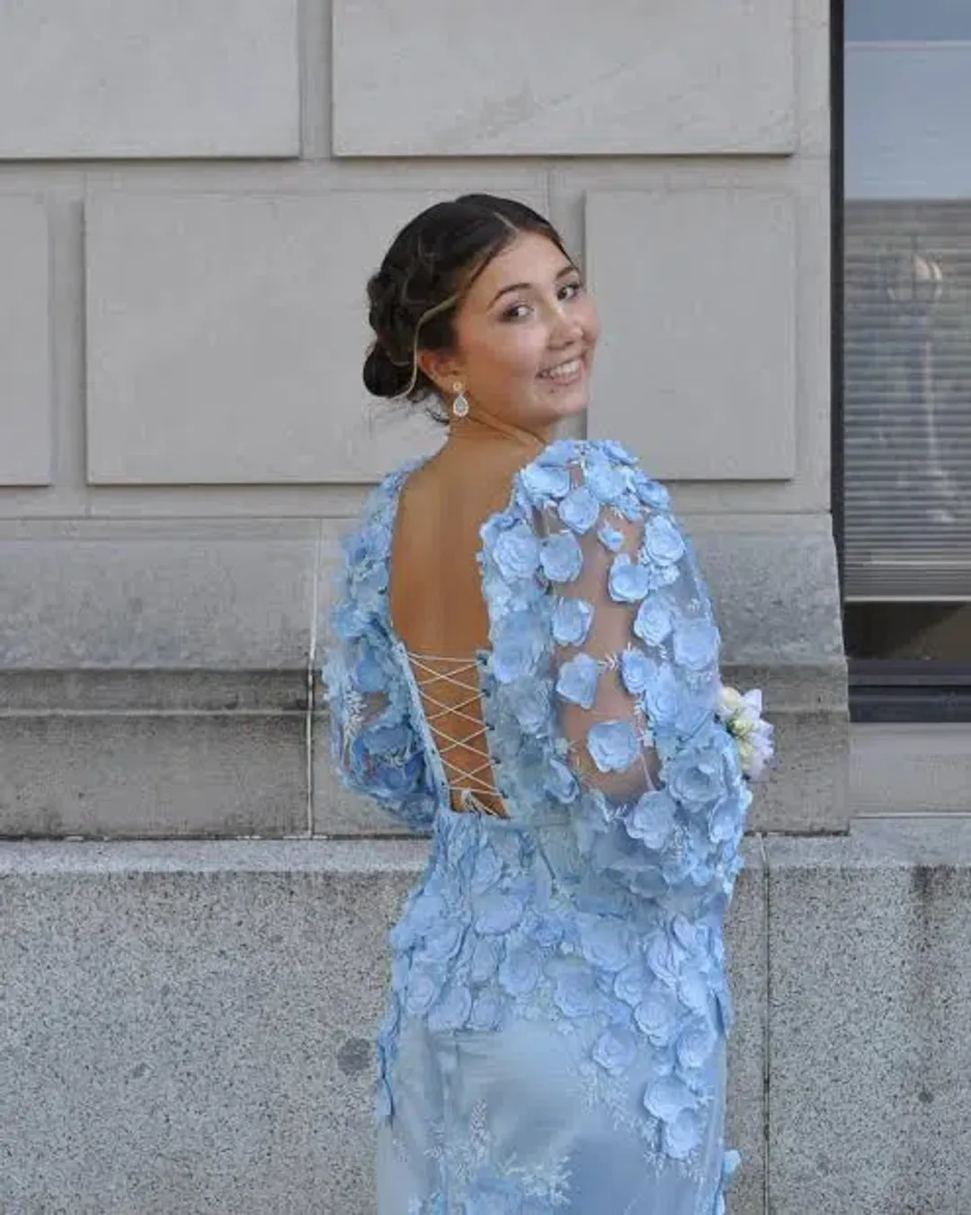 Alamour The Label Ginvra 3D Flower Dress Blue Size M /Au 10  for rent on The Volte - main image