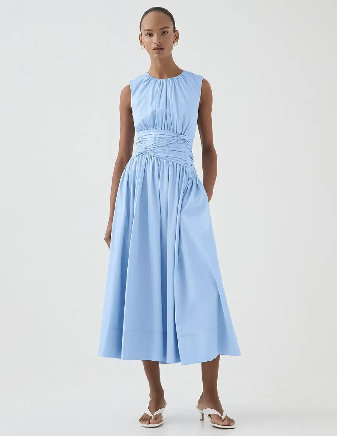 Aje Agatha Knot Midi Dress Powder Blue Size AU 12 for rent on The Volte - main image