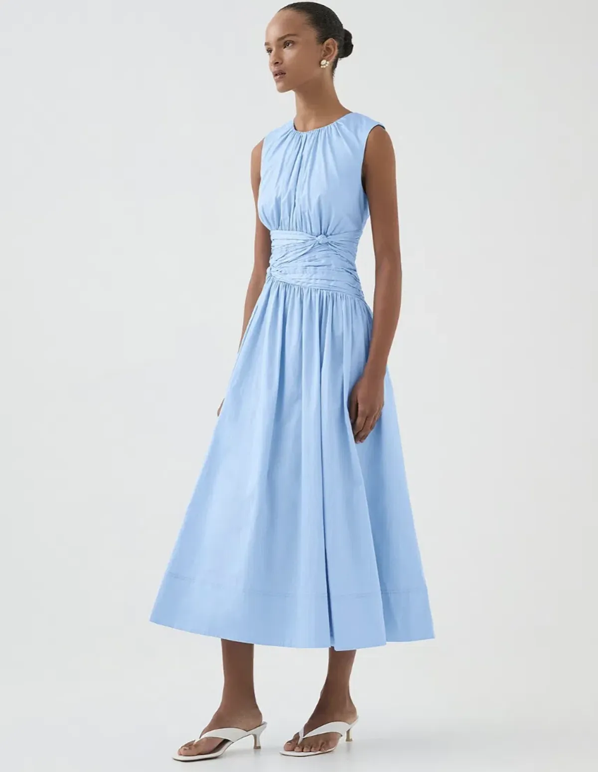 Aje Agatha Knot Midi Dress Powder Blue Size AU 12 - Image 4