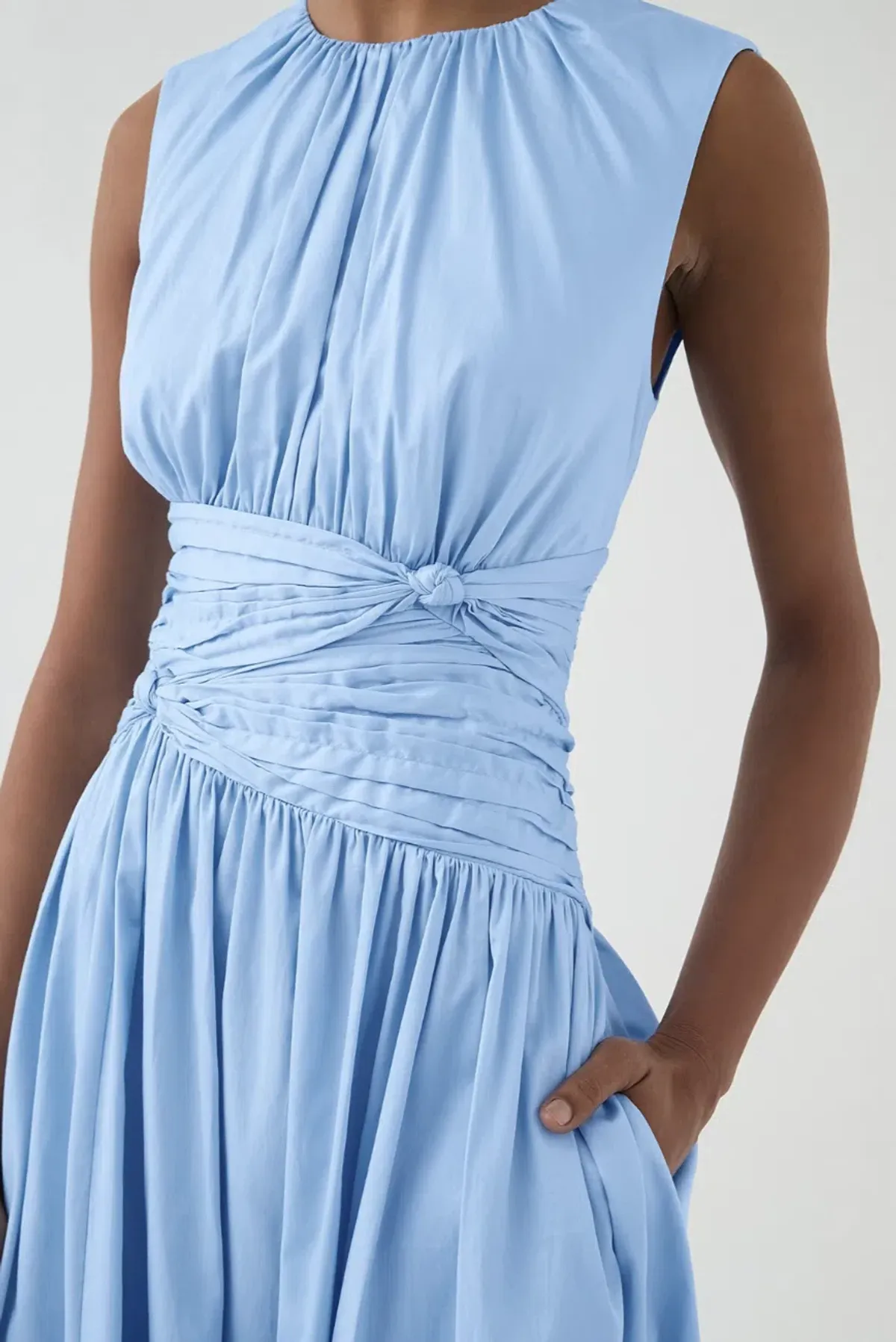 Aje Agatha Knot Midi Dress Powder Blue Size AU 12 - Image 2