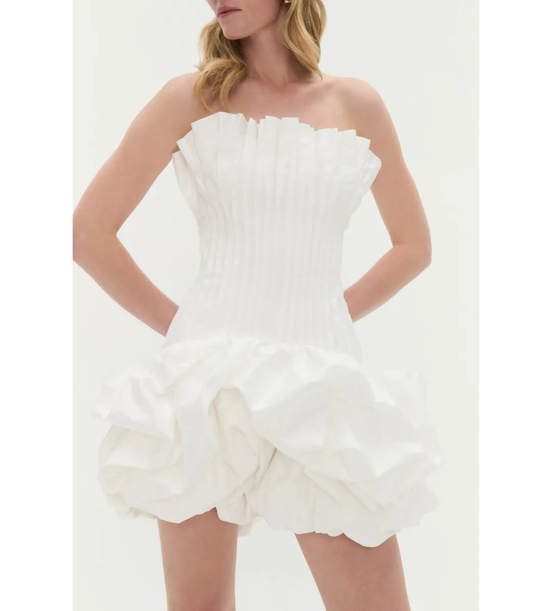 Aje Ivy Bubble Hem Dress Ivory Size 6 for rent on The Volte - main image