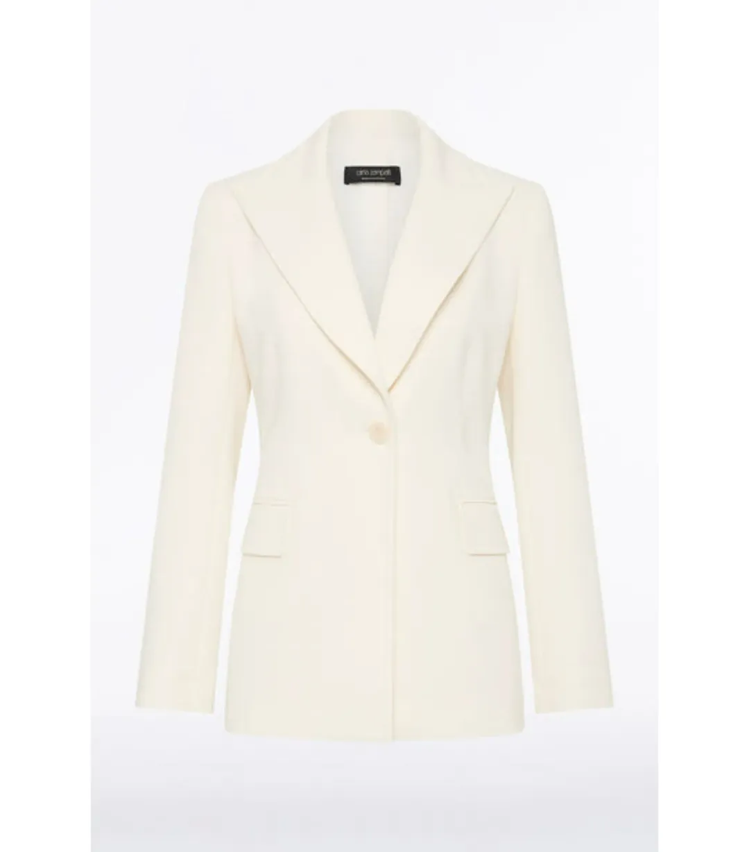 Carla Zampatti Crepe Long Line Jacket and Wide Waisted Pant Set Ivory Size AU 6 for rent on The Volte - main image