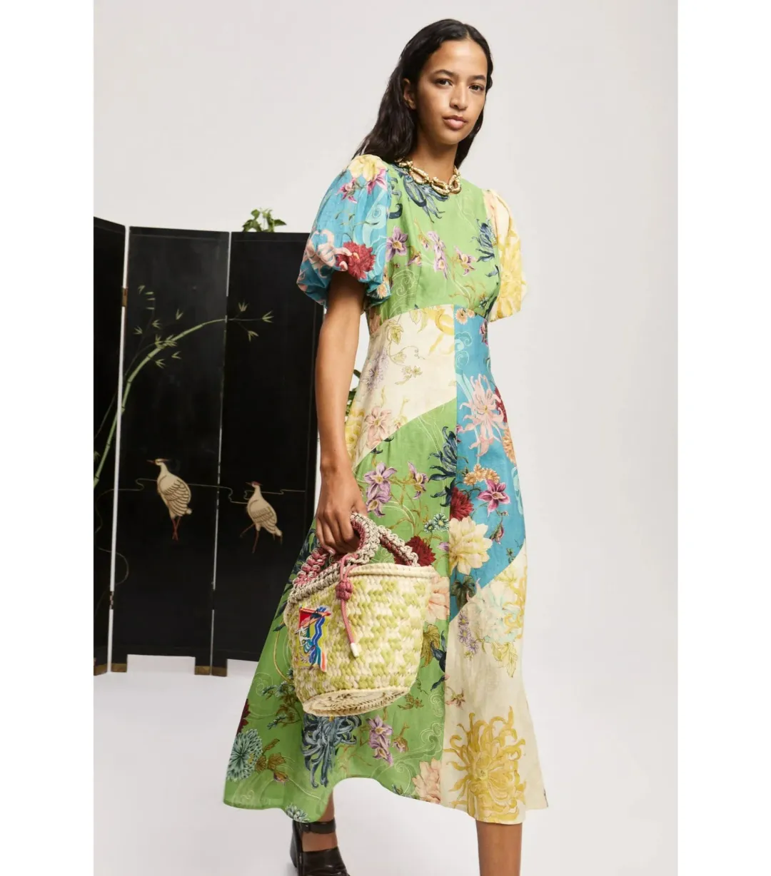 Alemais Avery Spliced Midi Dress Multi Size AU 10 for rent on The Volte - main image