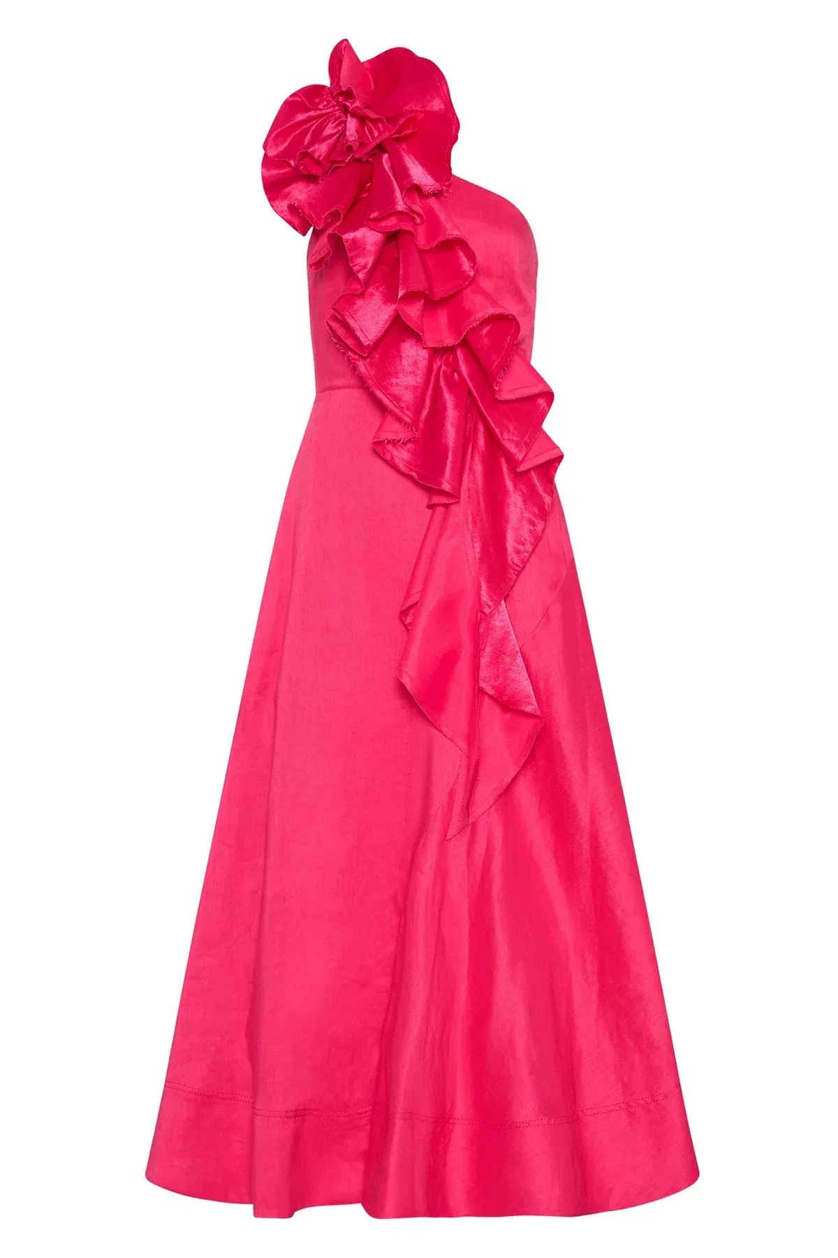 New! Aje Adelia Ruffle Midi Dress in Bougainvillea Red Size AU 6 - Image 7