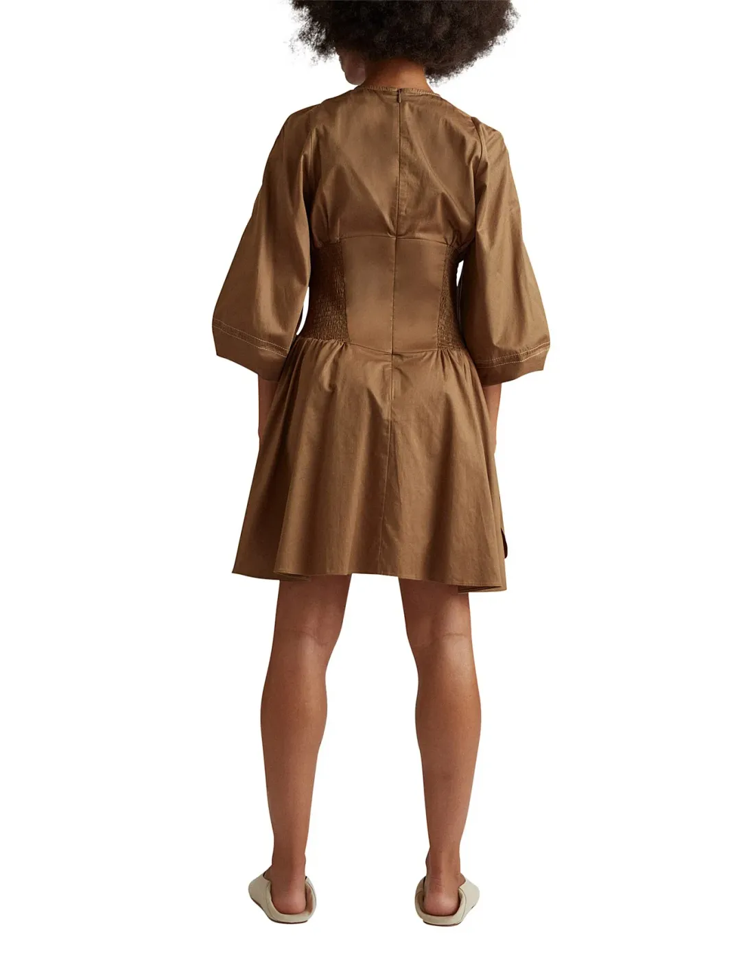Camilla and Marc - Willis Walnut Cotton Mini Dress for rent on The Volte - main image