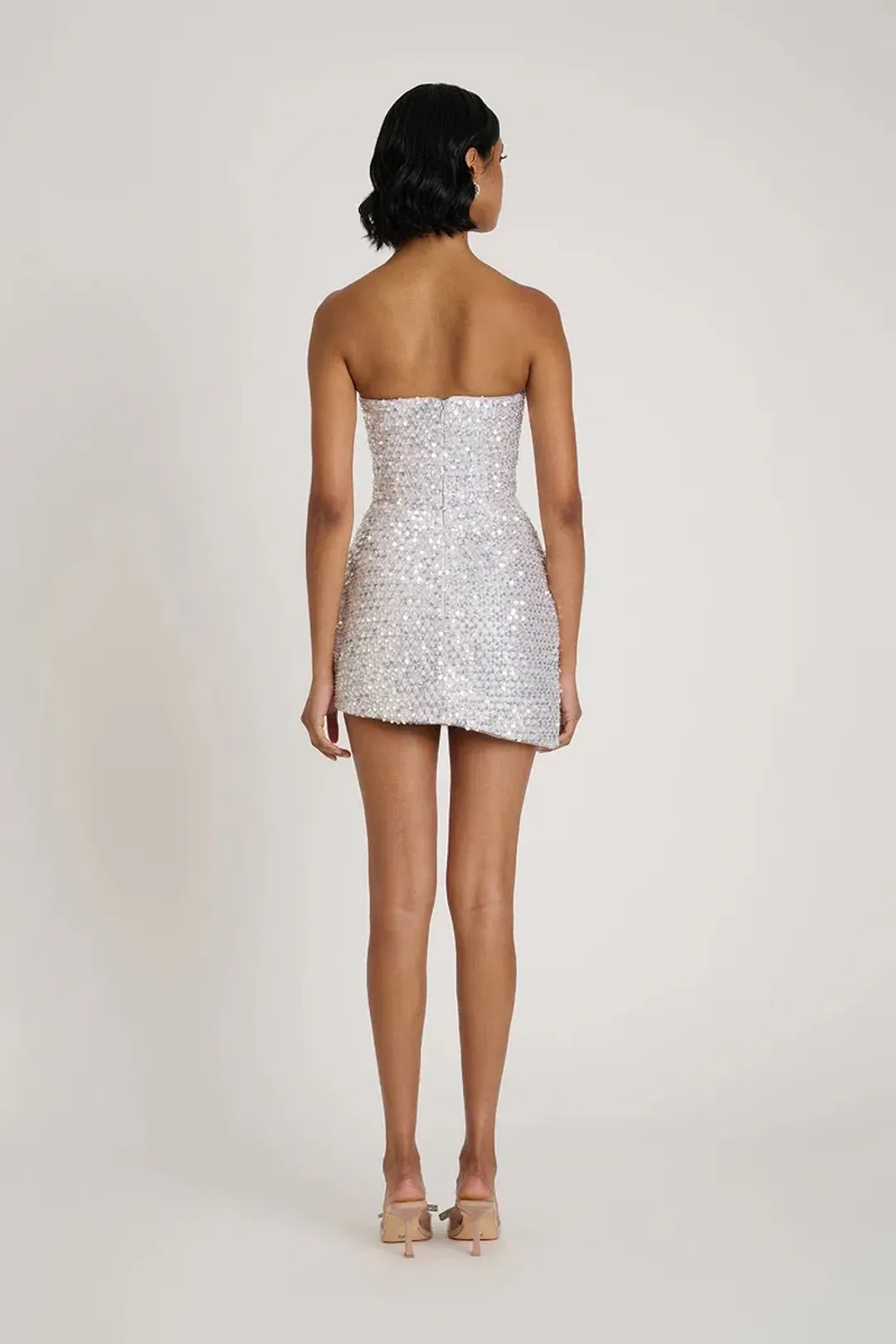 Eliya The Label Xia Sequin Mini Dress Silver Size AU 10 for rent on The Volte - main image