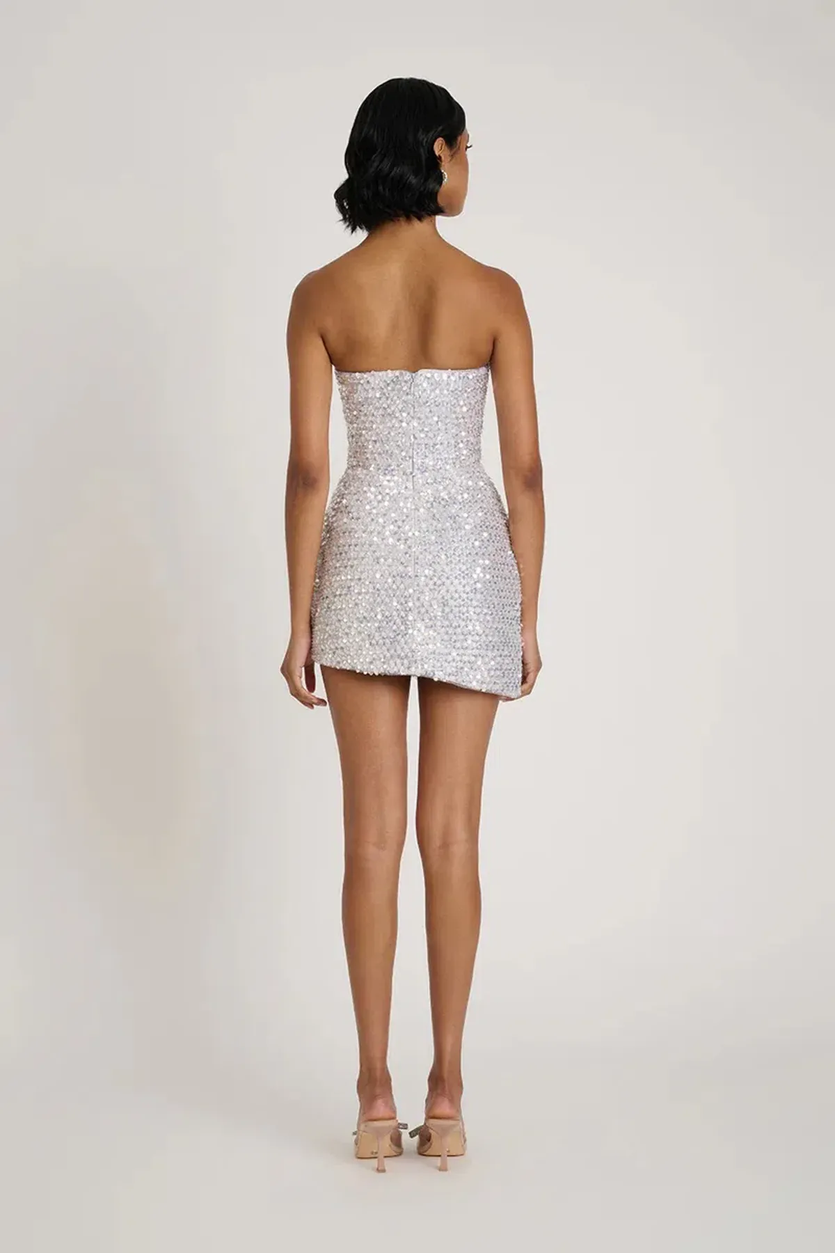 Eliya The Label Xia Sequin Mini Dress Silver Size AU 10 - Image 4