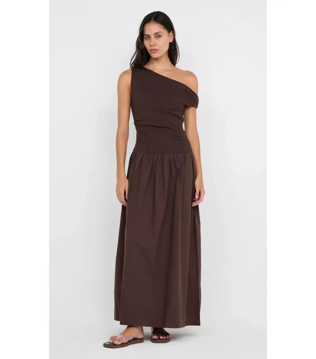 Bec & Bridge Freya Asym Maxi Dress in Dark Chocolate AU 10 for rent on The Volte - main image