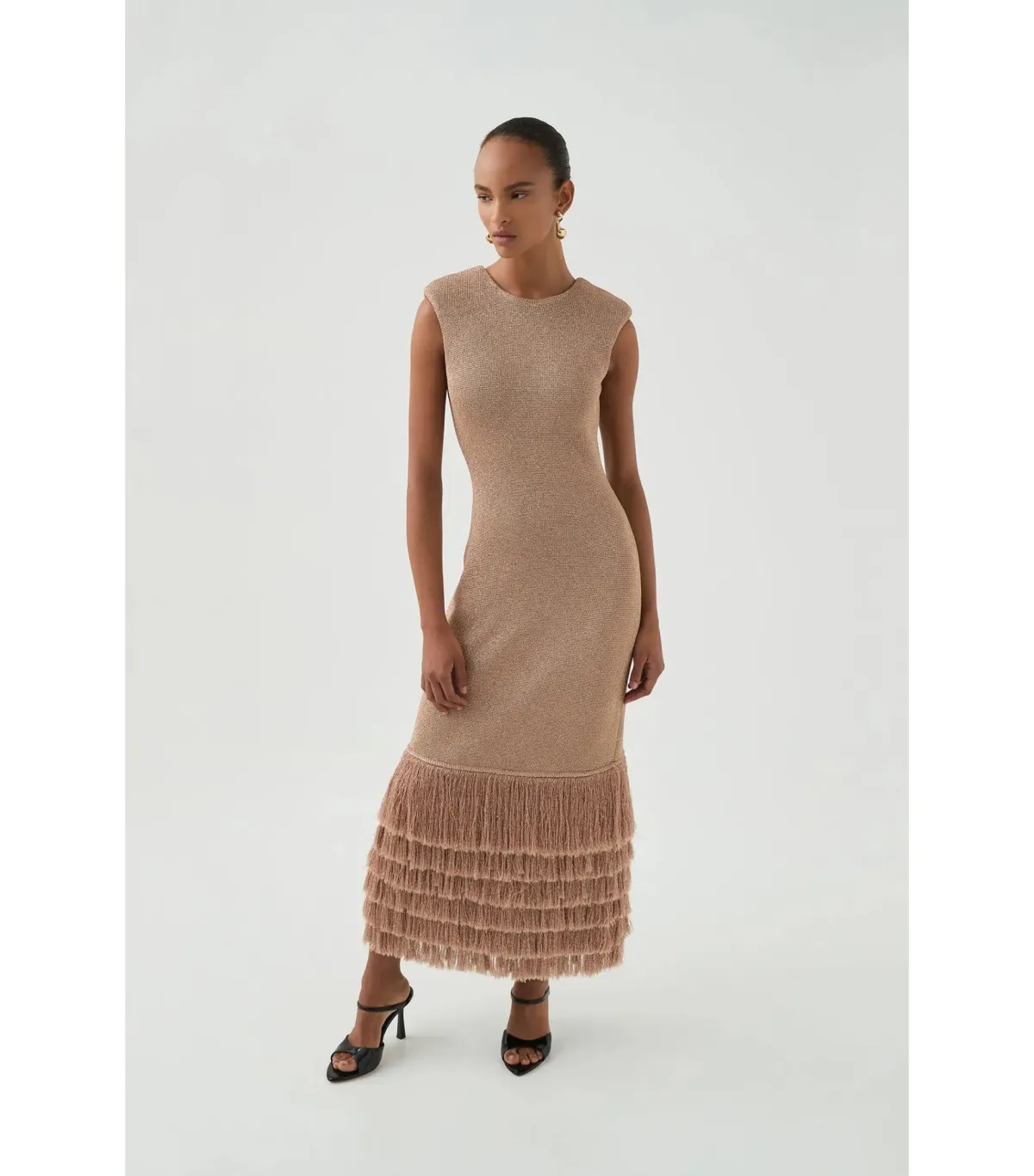 Aje Breeze Knit Midi Dress Rose Gold Size XS / AU 6 - Image 2