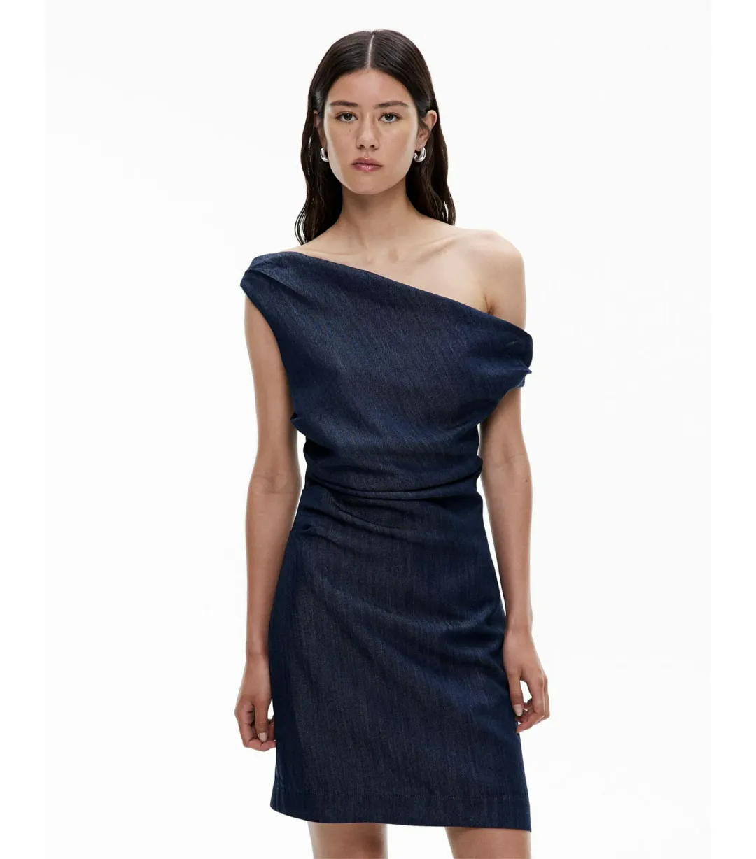 Witchery Off Shoulder Denim Mini Dress Blue Size AU 8 for rent on The Volte - main image