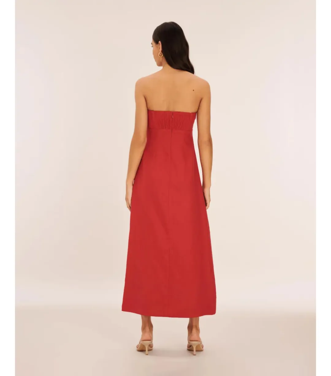 Aere Linen Empire Waist Maxi Dress Red Size AU 12 for rent on The Volte - main image