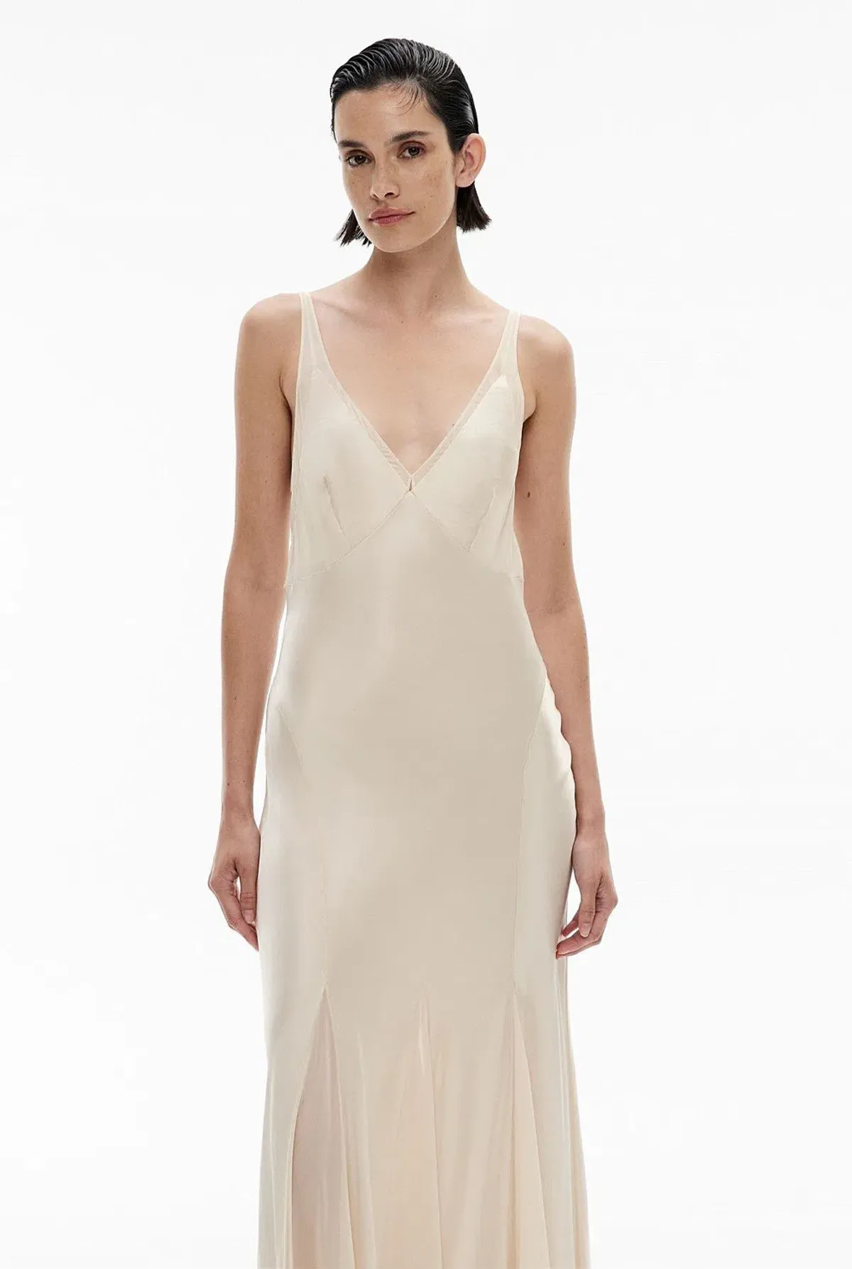Witchery Sheer Insert Maxi Dress in Parchment Off-White Size AU 8  - Image 3