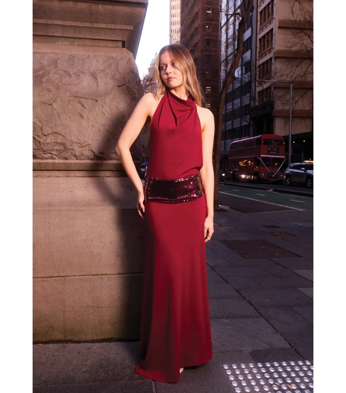 Ance Gria Adele Maxi Gown in Wine Size AU 8 for rent on The Volte - main image