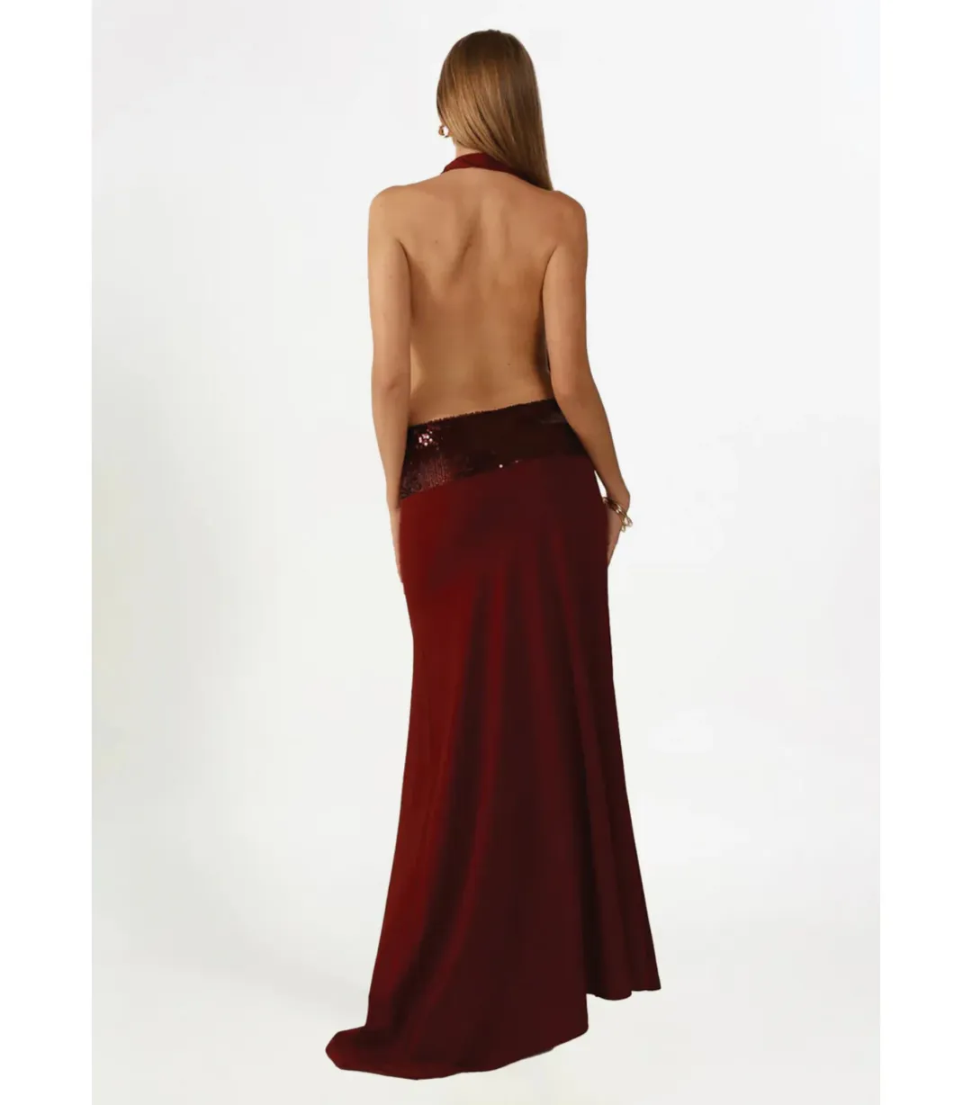 Ance Gria Adele Maxi Gown in Wine Size AU 8 for rent on The Volte - main image