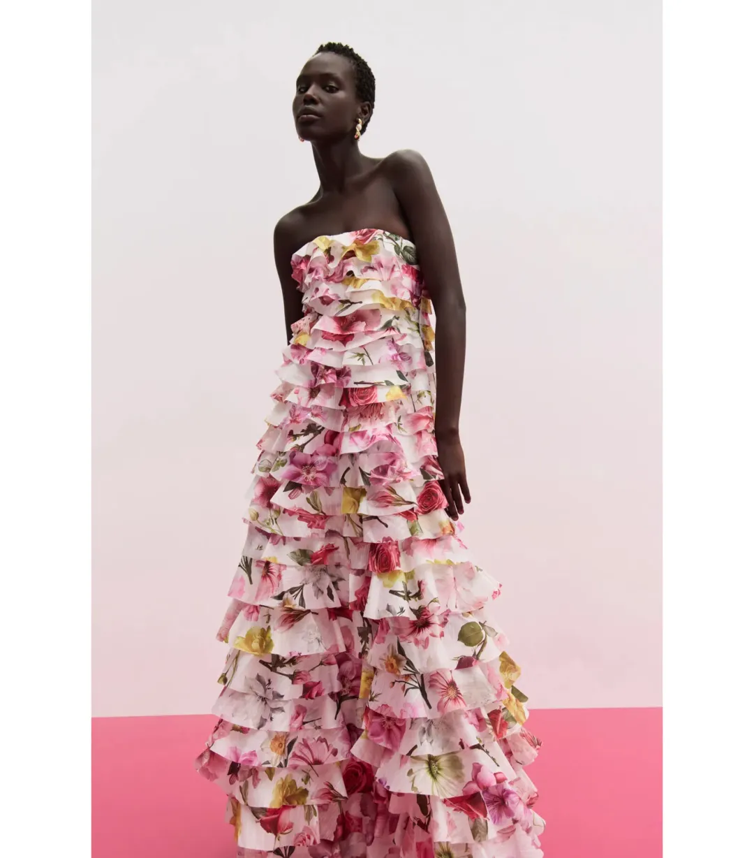 Aje Fleur Pleated Maxi Gown in Collage Floral Size AU 4 for rent on The Volte - main image