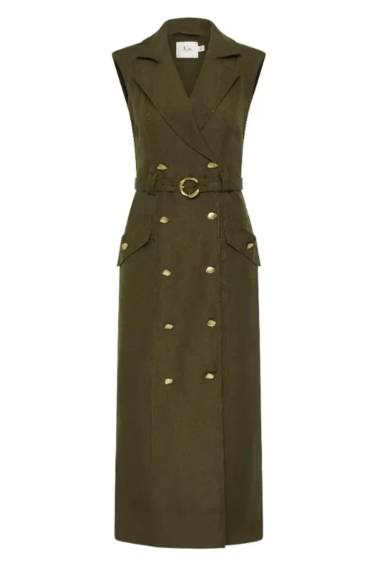 Aje  Blake Utility Midi Dress Khaki Size AU 14 - Image 6
