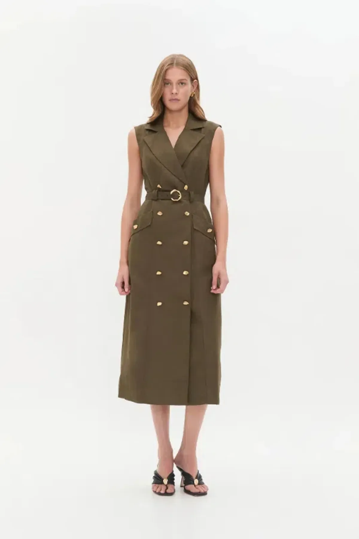 Aje  Blake Utility Midi Dress Khaki Size AU 14 - Image 1