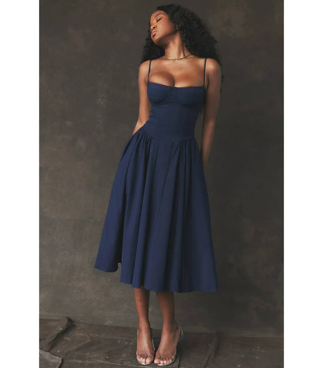 House Of CB Samaria Corset Sundress French Navy Size AU 6  for rent on The Volte - main image