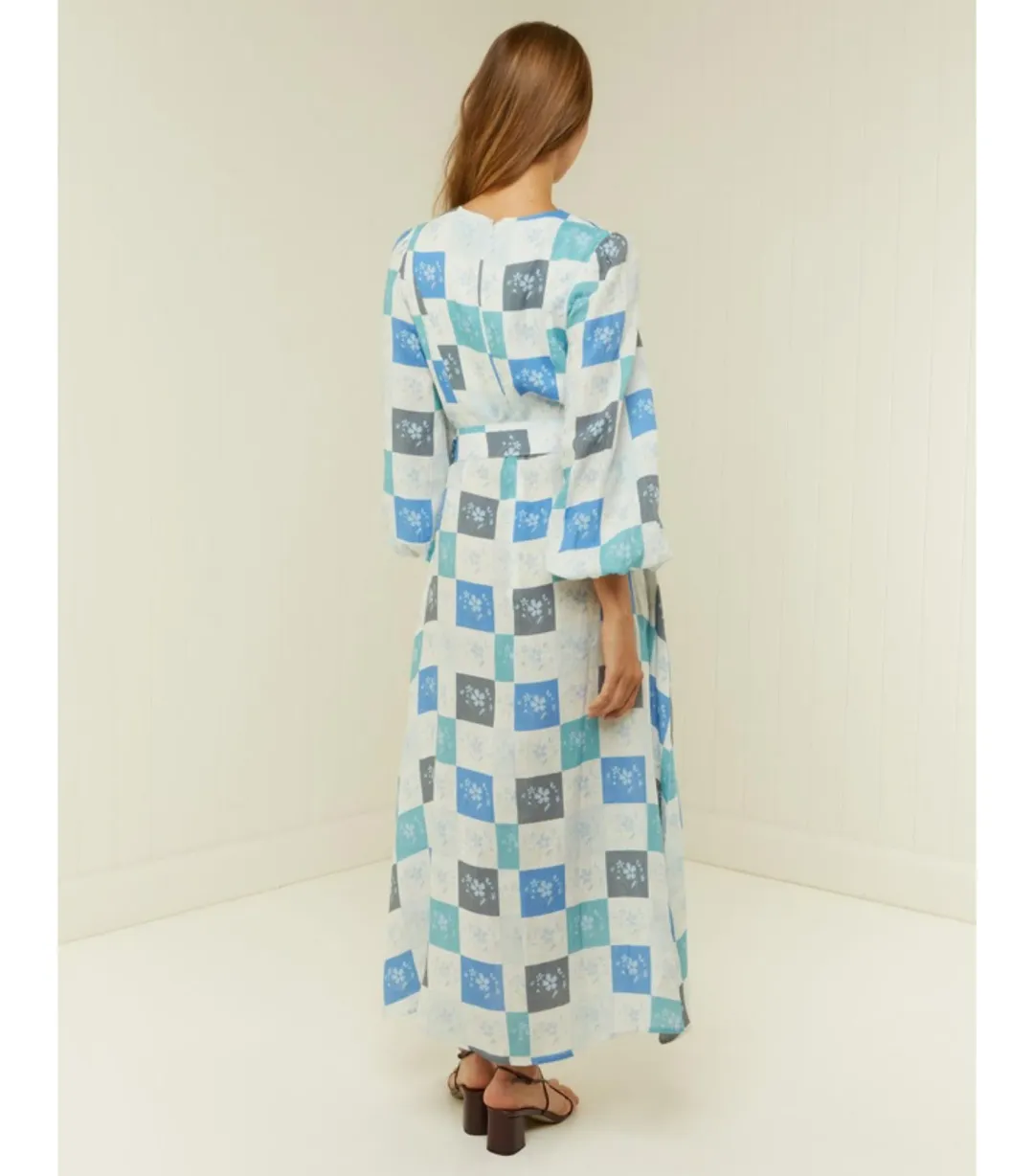 Palm Noosa Melrose Maxi Dress Blue Tile Size AU 14  for rent on The Volte - main image