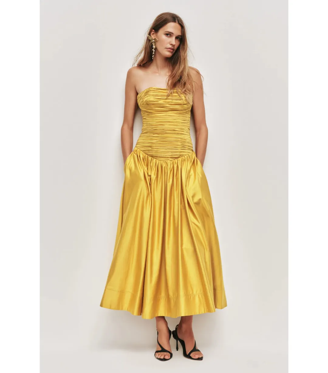 Aje Marigold Midi Dress in Chartreuse Size AU 6 for rent on The Volte - main image