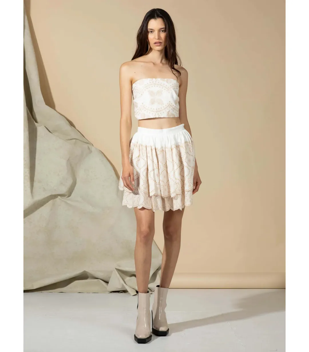 Orchid Top and Skirt Set White Size AU 10 for rent on The Volte - main image