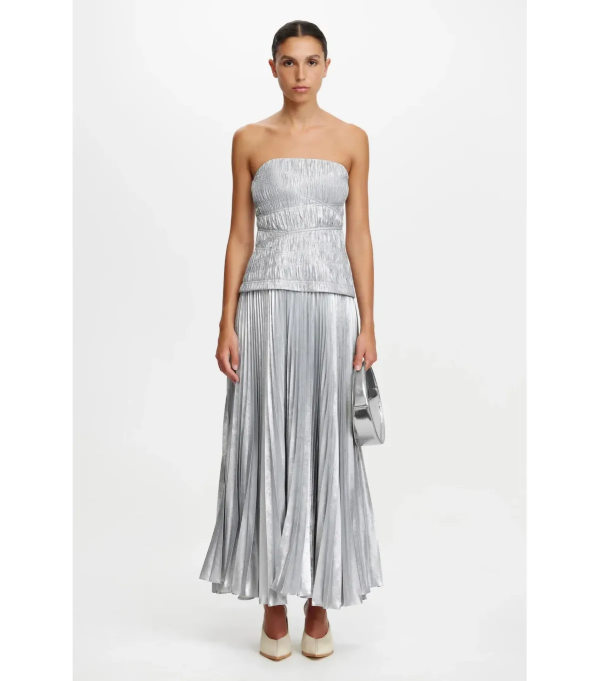 Acler Rockland Midi Dress in Dove Metallic Size AU 10 - Image 1