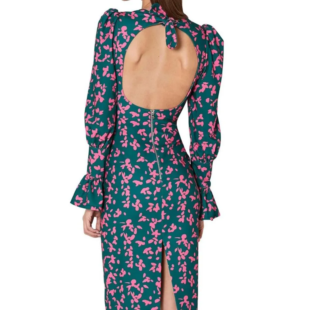 By Johnny Petal Punch Dress Green Print Size AU 8 for rent on The Volte - main image