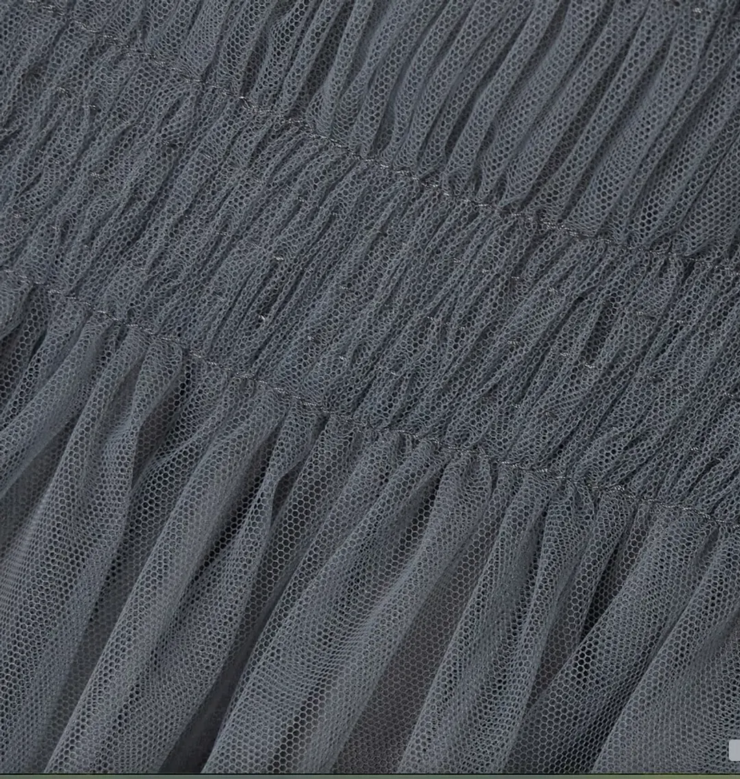 Molly Goddard Lydia Shirred Tulle Top Grey Size 8 for rent on The Volte - main image