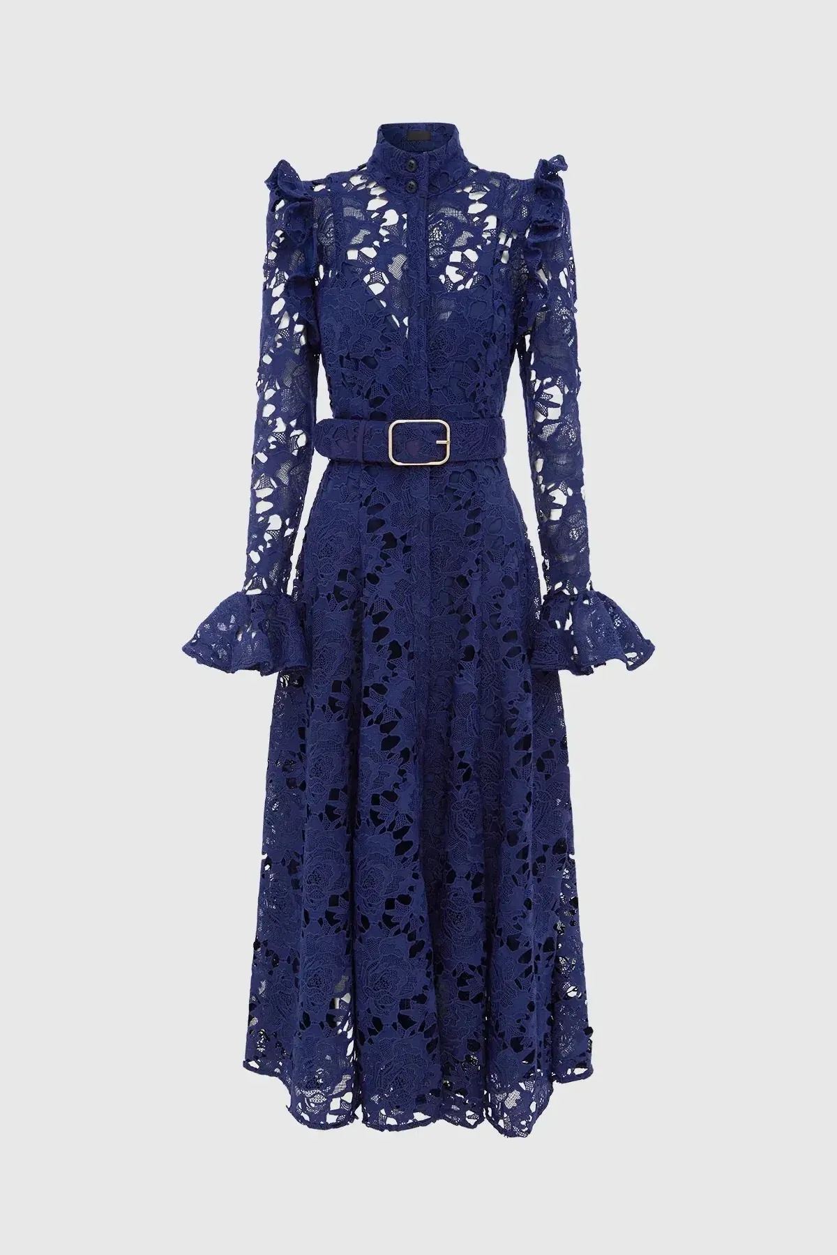 Leo Lin Aliyah Lace Butterfly Sleeve Midi Dress Oxford Blue Size 10  - Image 3
